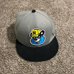 Neff Gray and Black Snapback Hat with Bear Patch